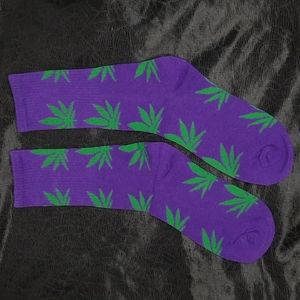 Purple and Green Weed Leaf Socks